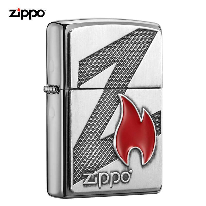zippo芝宝煤油防风打火机 正品正版拉丝镀铬Zippo之火|29104