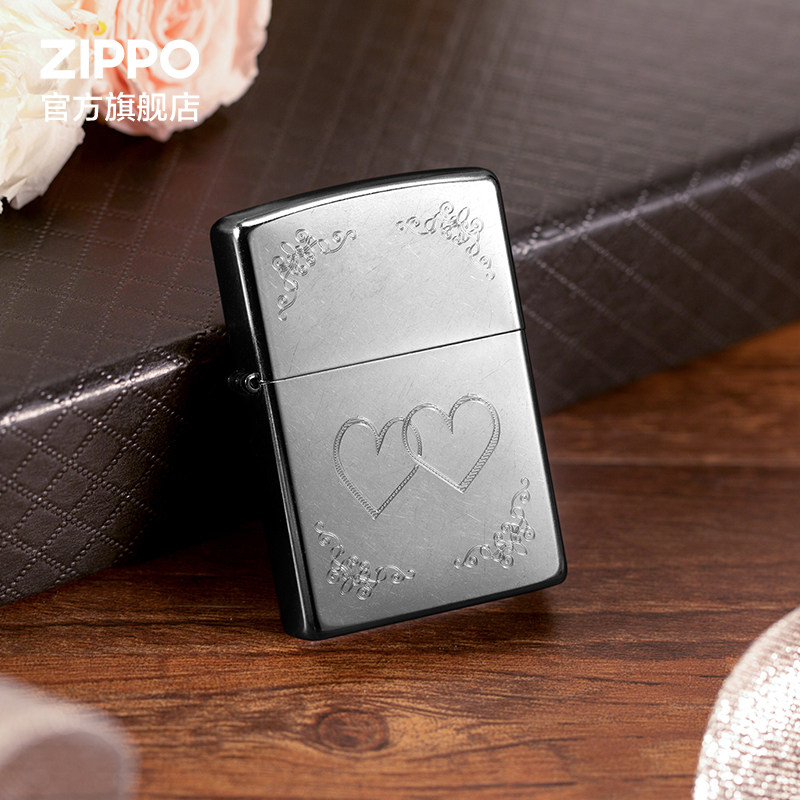 Zippo打火机之宝花砂镀铬心对心送男友礼物zippo官方旗舰店