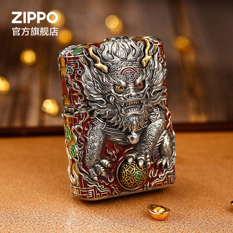 ZIPPO官方旗舰店之宝灵动麒麟套装防风煤油打火机生日送男生礼物