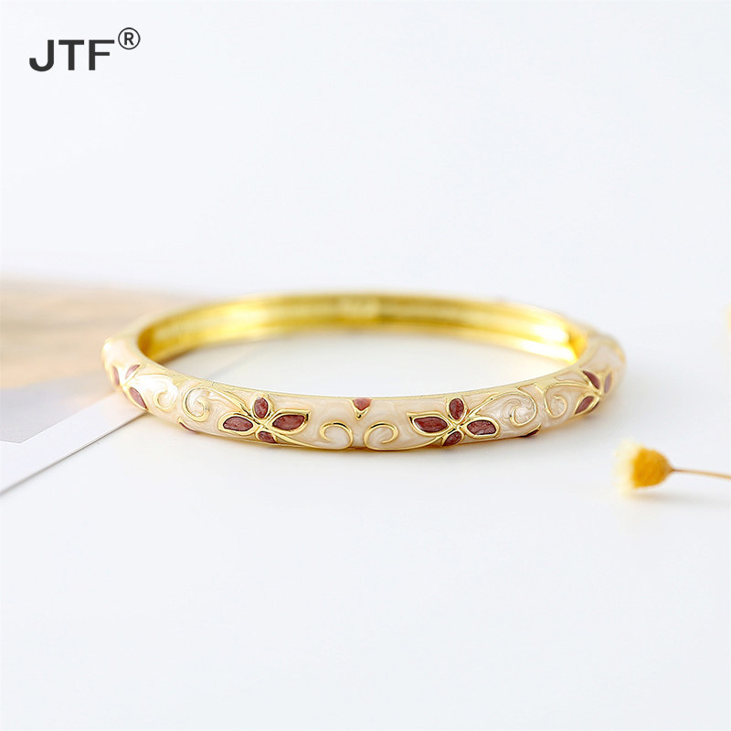 jtf 故宫北京景泰蓝手镯女掐丝珐琅开口细纯手工复古镀金闺蜜礼物
