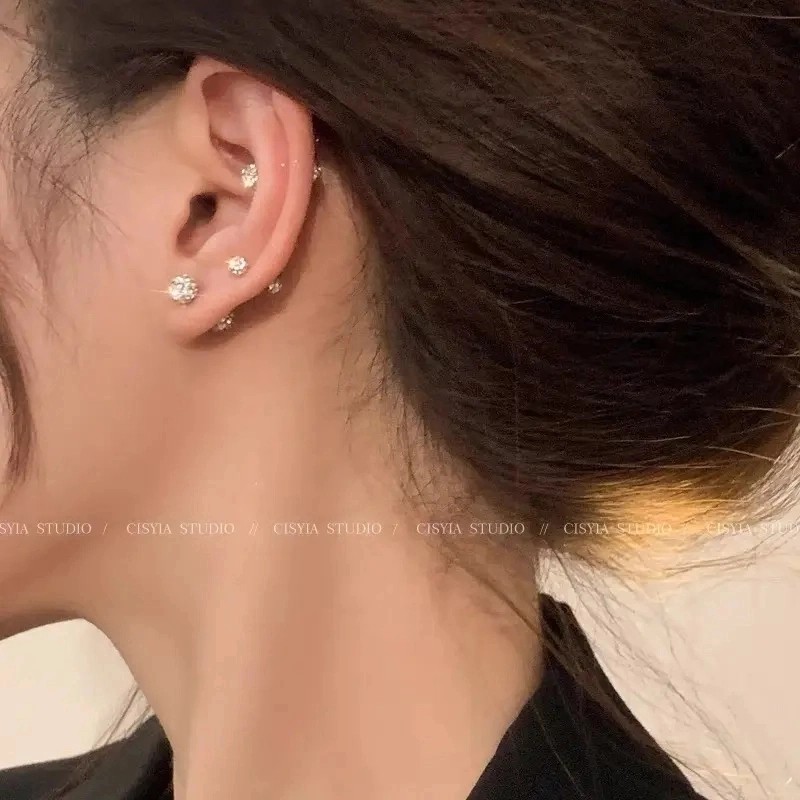 【满天星】爆闪双头螺旋防掉养耳耳钉耳骨钉百搭