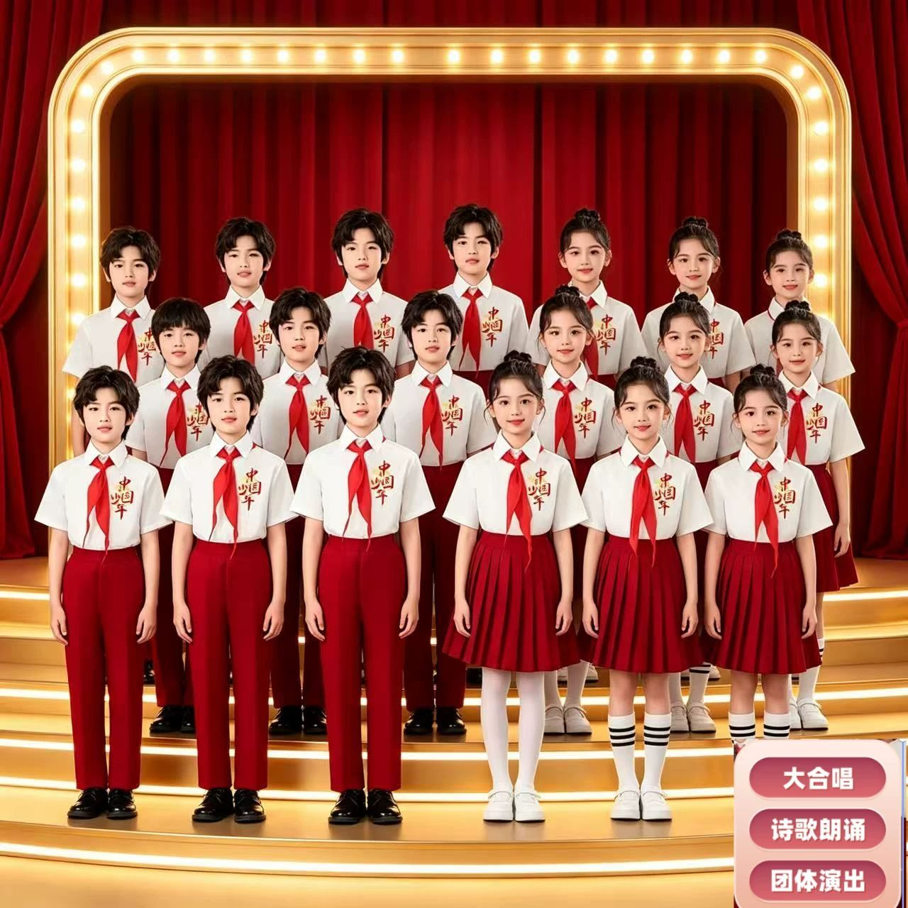国庆儿童红色朗诵合唱演出服