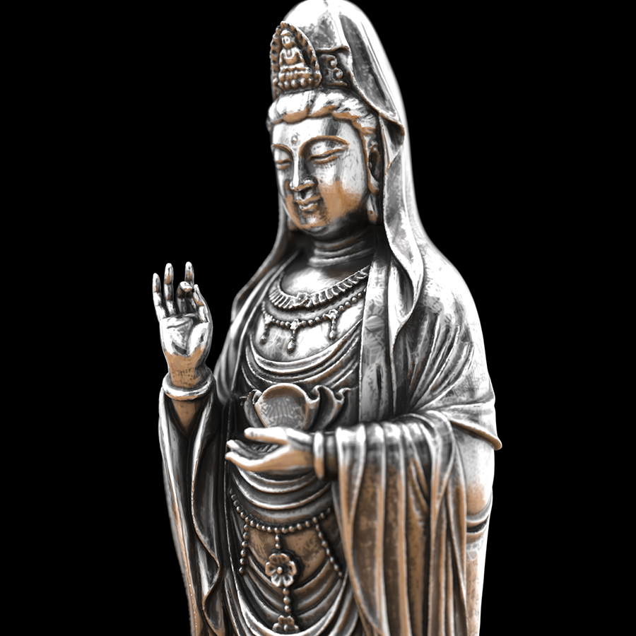 普陀山观音99纯银家居供奉摆件