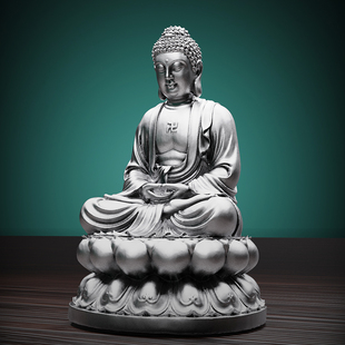 实心足银3D立体浮雕做旧阿弥陀佛摆件手把玩件茶宠茶具本命佛礼品