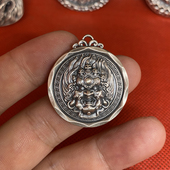 999纯银黑红绿白财神吊坠足银平安喜乐吉言本命佛圆牌项链钥匙扣