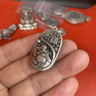 足银弥勒佛吊坠女999纯银项链大肚佛公送妈妈款笑口常开佛礼物