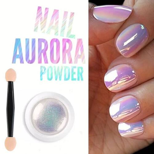 1Jar Pearl Effect Nail Powders Mirror Aurora Chrome Mermaid