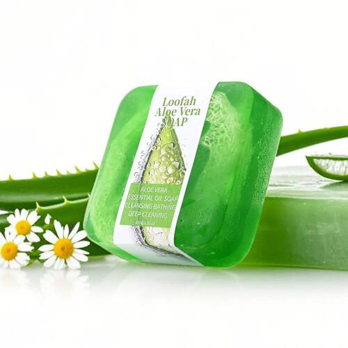 S+100g natural organic aloe vera luffa soap lemon whitening