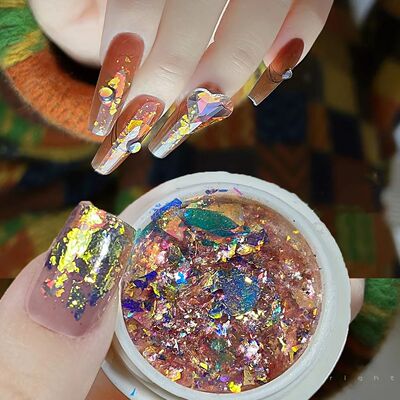 1 Pc Maillard Sparkly Nail Polish Sequ Holographic Irregular