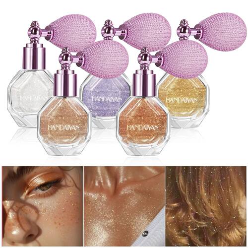 5 Color Body Highlight Powder Spray Brightening Sparkling Gl