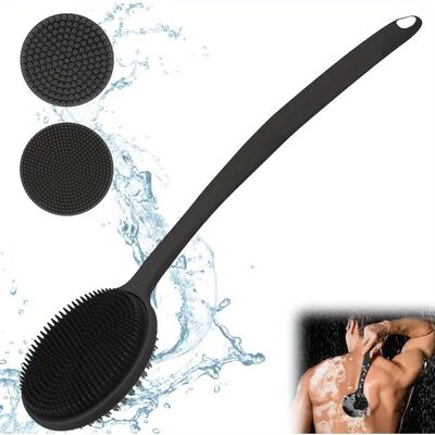 Silicone Back Scrubber Brush for Shower  Long Handle Body De