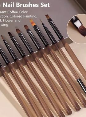 9Pcs Nail Brush Set Fine Line Painting Detail Work Pens Styl
