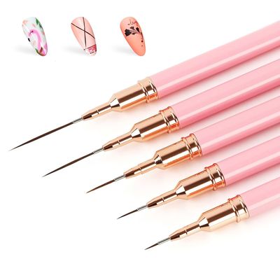5pcs Nail Art Liner Brush Set UV Gel Nail Brushes Kits Frenc