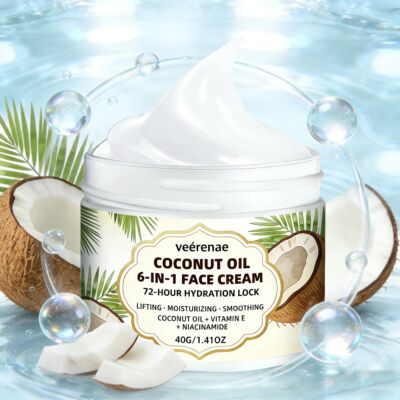 veérenae COCONUT OIL 6-IN-1 FACE CREAM, deeply hydrates, fo