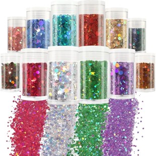 12 Colors Holographic Chunky Glitter Assorted 3mm Star Shape