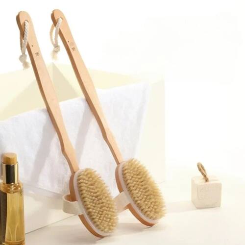 1Pc Wooden Detachable Long Handle Shower Body Brush Bathing