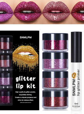 4Color/Set DIY Glitter Liquid Lipstick Shiny Lip Gloss Diamo