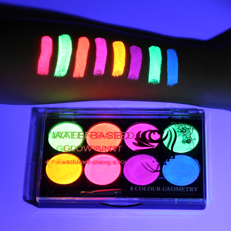 8 Colors Face Body Art Paint UV Glow Fluorescent Glowing