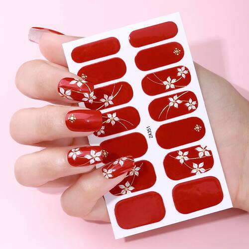 14Tips DIY Baking-Free Nail Stickers Spring Summer Flowers S