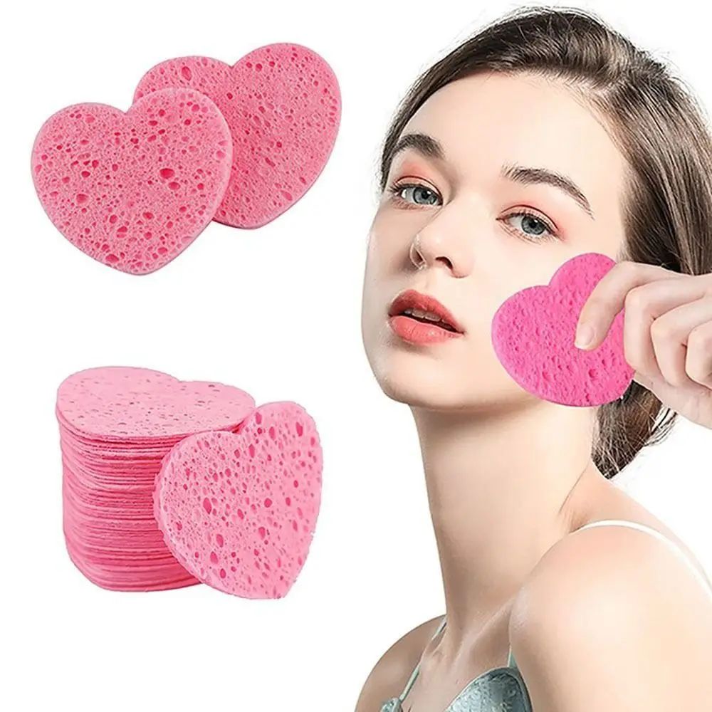 10PCS Makeup Removal Sponge Heart Shaped Cellulose Sponge Co 彩妆/香水/美妆工具 化妆/美容工具 原图主图