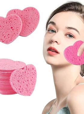 10PCS Makeup Removal Sponge Heart Shaped Cellulose Sponge Co