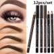 12pcs Brown Waterproof Brow New Black Eye Pencil Eyebrow