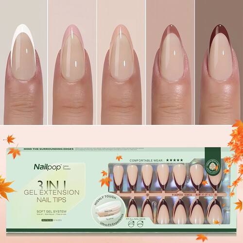 Nailpop 150Pcs French Gel Nail Tips Medium Almond Pre-Colore