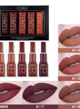 5 Pack Lipstick Matte Pumpkin Color Lip Gloss Eat Earth Colo