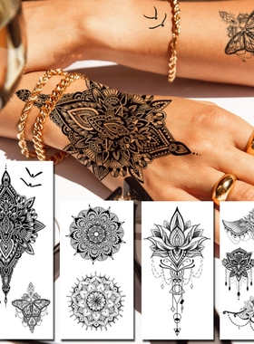Temporary Tattoo For Women Men Mandala Henna Flower Tattoo