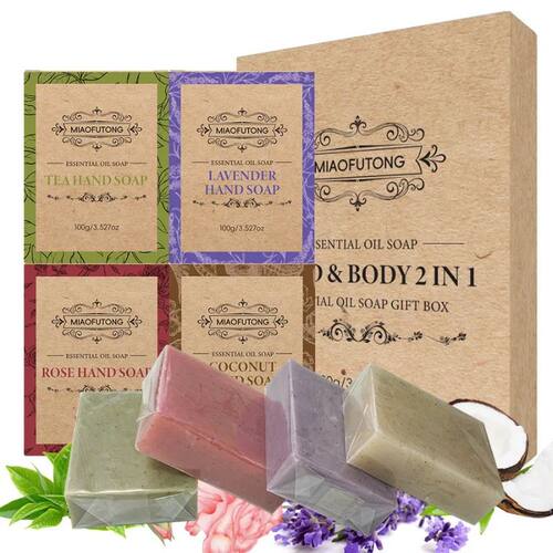 4pcs plant matte pellet soap coconut oil lavender rose essen