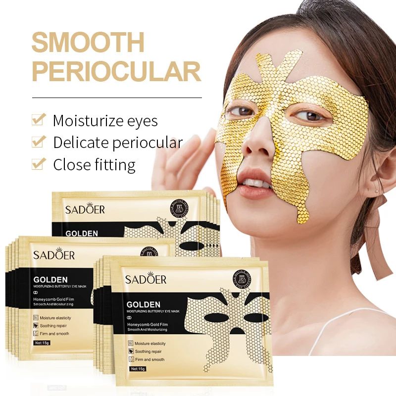 10pcs Peptide Golden Collagen Eye Mask Moisturizing Firming