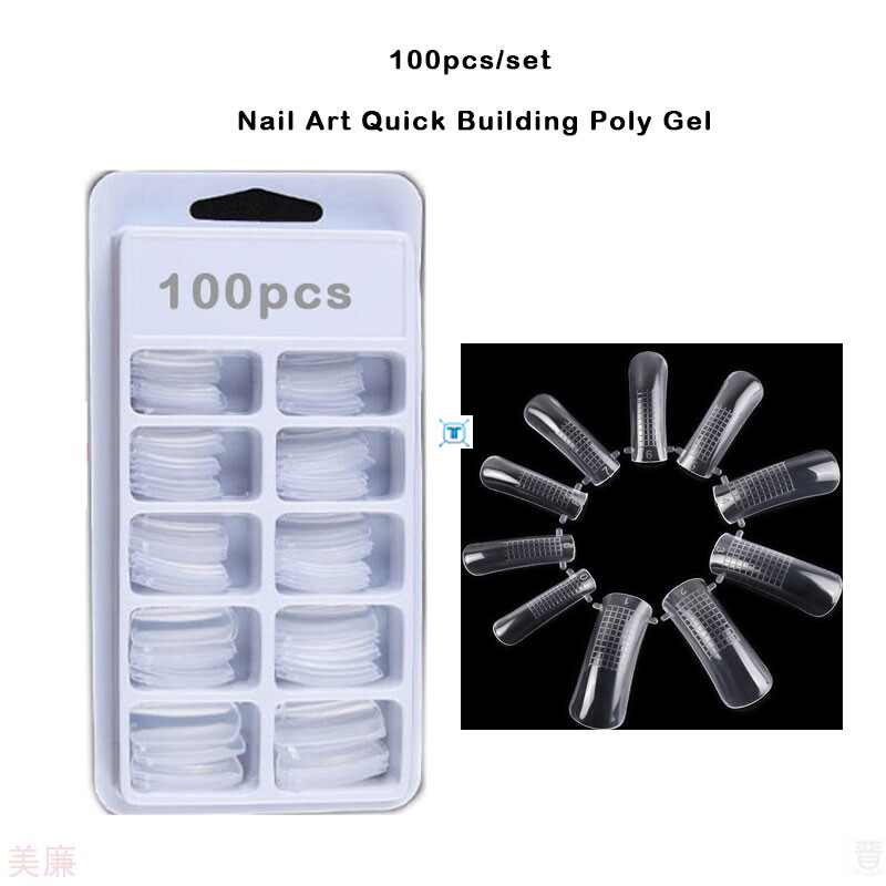 100pcs/set Nail Art Quick Building Poly Gel French nail Tips