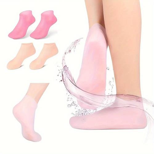 2 Pack Silicone Moisturizing Foot Socks for Dry Cracked Feet