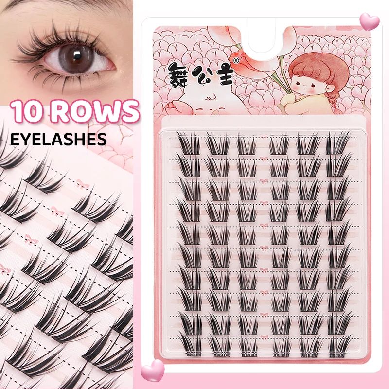 10 rows Individual Eyelashes 10-12mm Cluster Lashes Natural