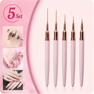 5 Pcs Nail Art Liner Brushes Set Elongated Lines Striping Dr