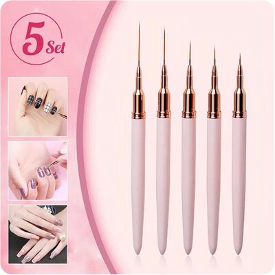 5 Pcs Nail Art Liner Brushes Set Elongated Lines Striping Dr