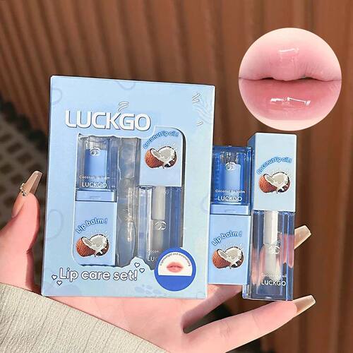 1/2pcs Coconut Lip Care Set Moisturizing Lip Balm Lip Oil Im