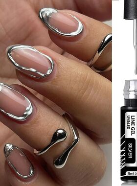 Super-Bright Metallic Painting Liner Gel Polish Silver Gold