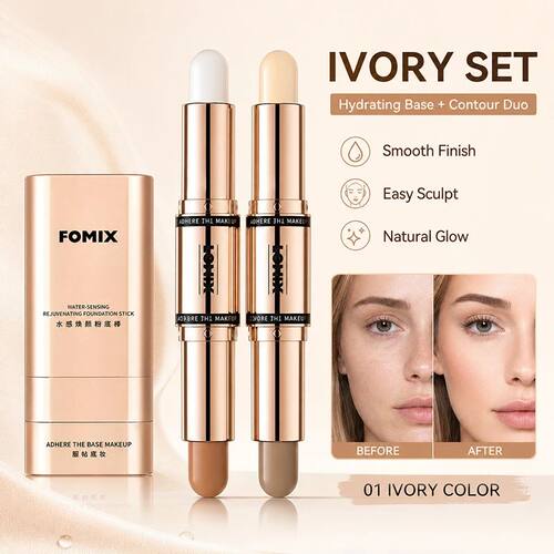 Foundation Stick & Contour Highlight Duo Makeup Set, Hydrati