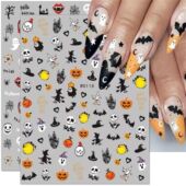 Pumpkin 1pcs Nail Skull Bat Supplies Head Stickers