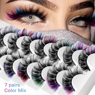 7 Pairs 3D Mink Colored False Eyelashes Dramatic Eyelash Ext