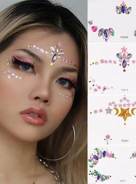 3D Face Gems Jewels Sticker Shiny Face Decoration Rhinestone