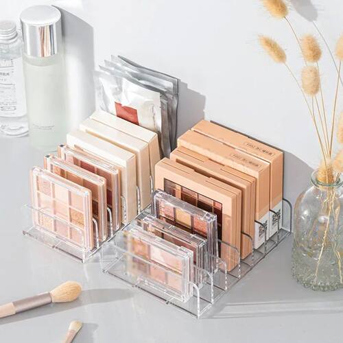 Makeup Organizer Box, 7-Compartment Clear Storage Shelf, Mul