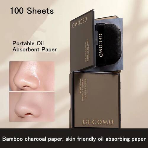 100 Sheets Bamboo Charcoal Oil Absorbing Paper Portable Powd