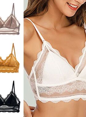 Sexy Lace Bra Ladies Low Back Transparent Bras Deep U Backle