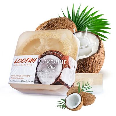 100g Coconut Milk Organic Glycerin Loofah Soap Deep Cleansin