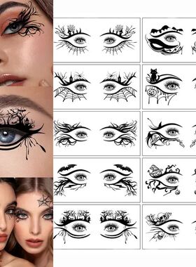 10 Halloween Removable Temporary Eye Tattoo Stickers,Can Be