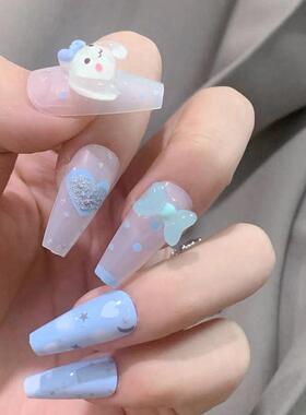 24pcs/set Press On Nails French Nail Ballet False Nails Long