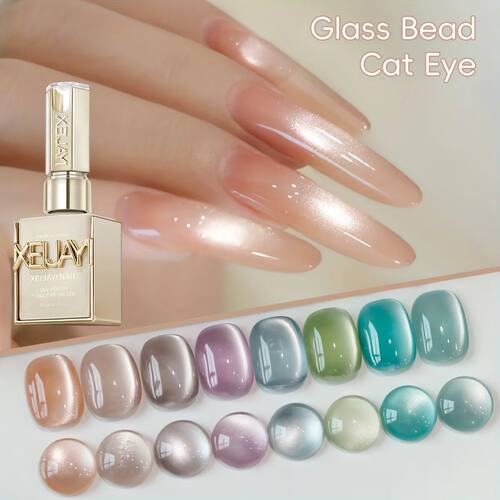 8pcs15ml Clear glass bead series cat eye nail polish gel new
