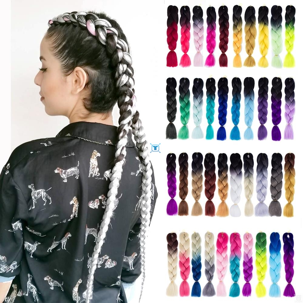 Synthetic hair Braids Kanekalon Ombre Braiding Hair Extensio图片